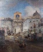 Oswald achenbach Going to market Spain oil painting artist